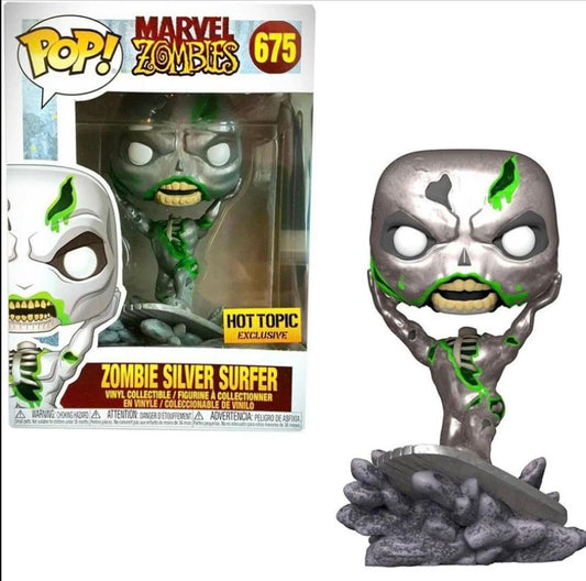 New!! Zombie Silver Surfer Marvel Zombies Pop!! #675 HOT TOPIC EXCLUSIVE