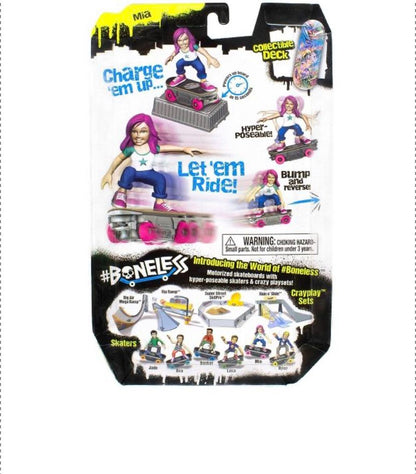 New!! #Boneless Super-Charged Mini Toy Stunt Skateboard with Poseable Skater - Mia