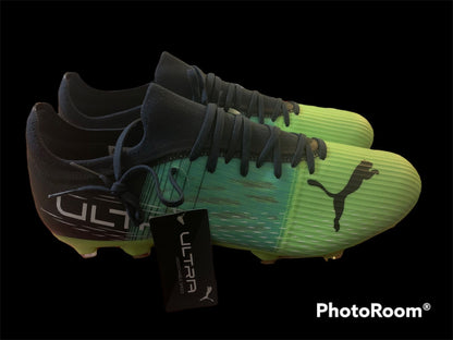 PUMA Soccer Cleats 11.5 Mens SuE Ultra 3.3 FG/AG Soccer Cleat Green Glare/Elektro Aqua/Spellbound