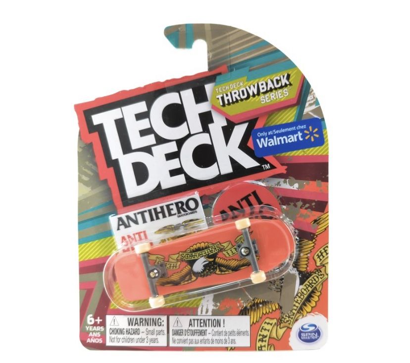 New!! Tech Deck Throwback Series Antihero Skateboards Classic Eagle Orange Fingerboard - 2022 Exclusive