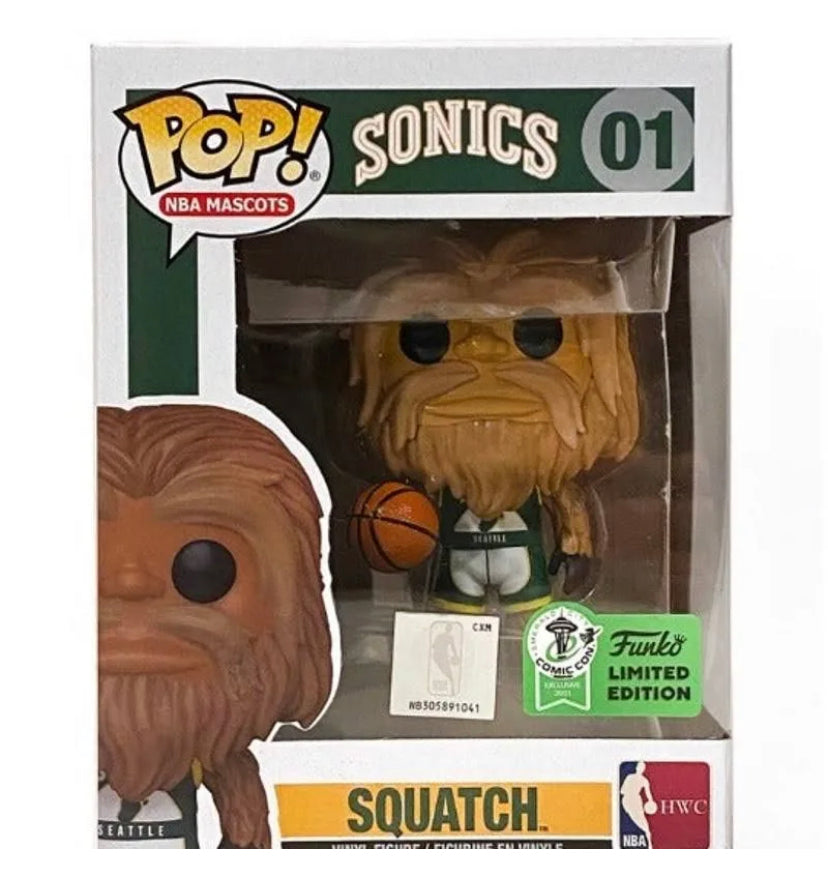 Pop NBA Mascots Sonics 01 Squatch Limited Edition Emerald City Comic Con