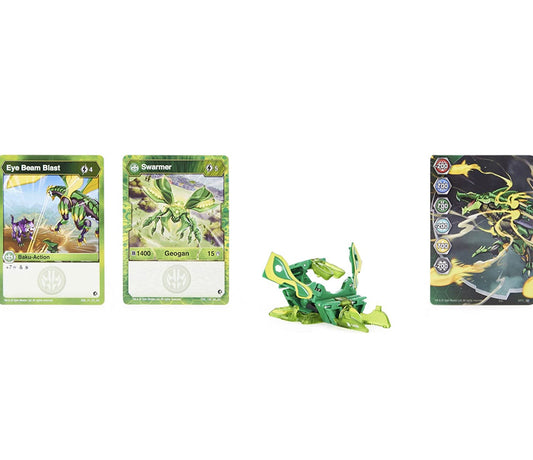 Bakugan Geogan Rising 2021 Ventus Swarmer Geogan (Viloch Combiner Part 7 of 7) Collectible Action Figure and Trading Cards