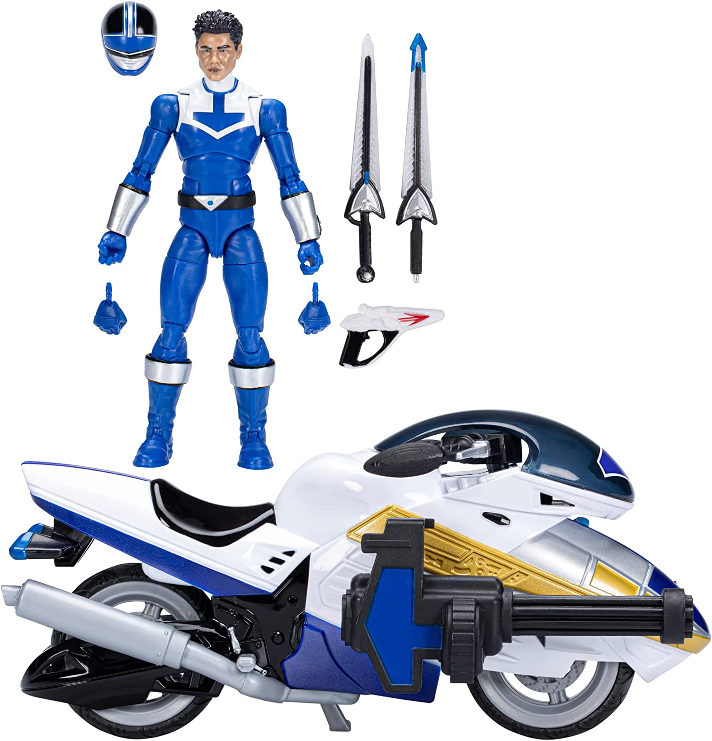 New!! Power Rangers Lightning Collection Time Force Blue Ranger and Vector Cycle Action Figures with Accessories