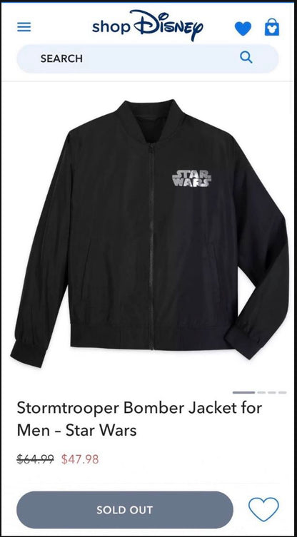 Star Wars Jacket Black With Silver, Size Small