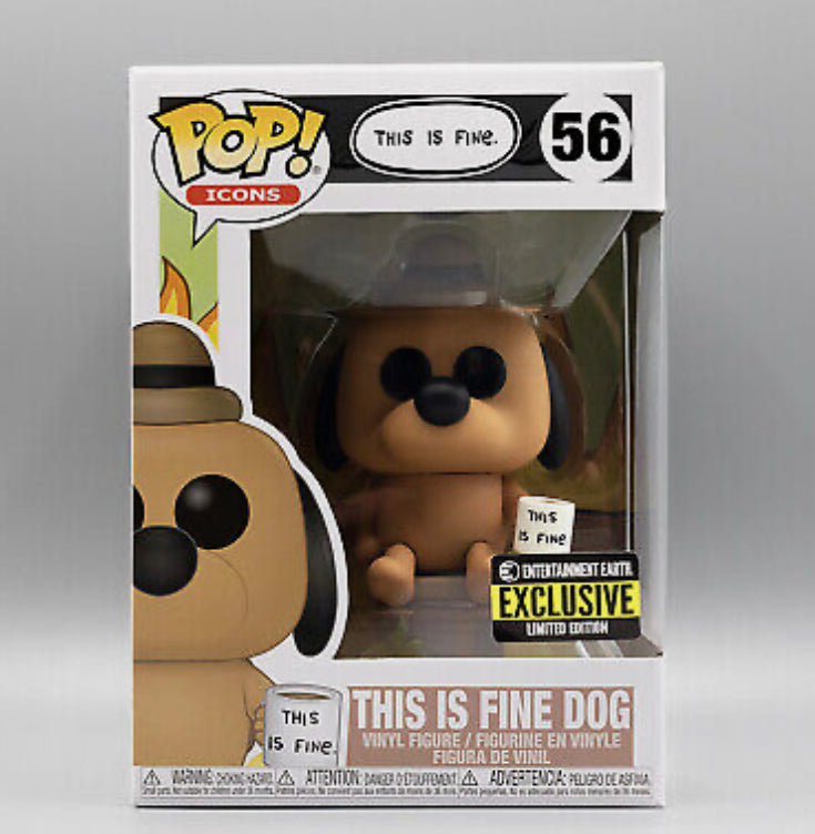 New!! Funko Pop Vinyl Figure This is Fine Meme Dog EE Exclusive #56