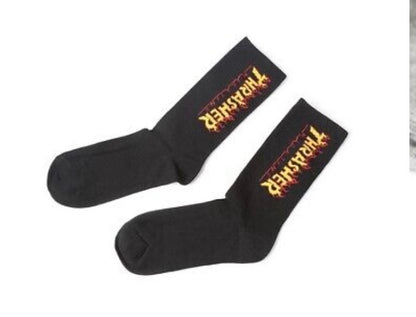 New!! Thrasher flame gray crew socks