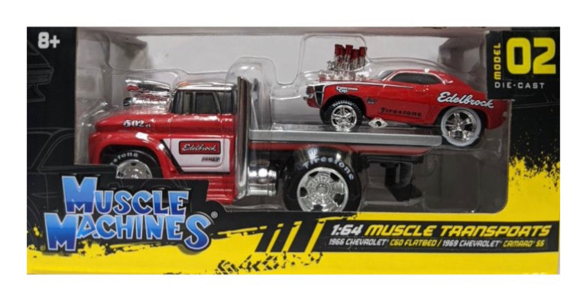 1966 Maisto Muscle Machines Chevrolet C60 Flatbed & 1969 Camaro SS (Cart)