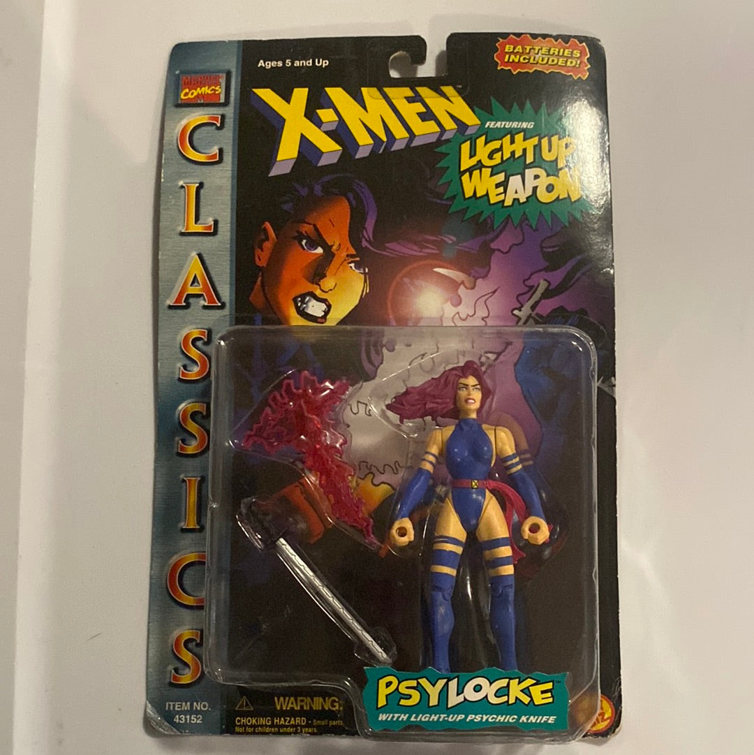 Vintage X-Men Classics PSYLOCKE Toy Biz Action Figure Marvel Comics Light up Weapon 1996