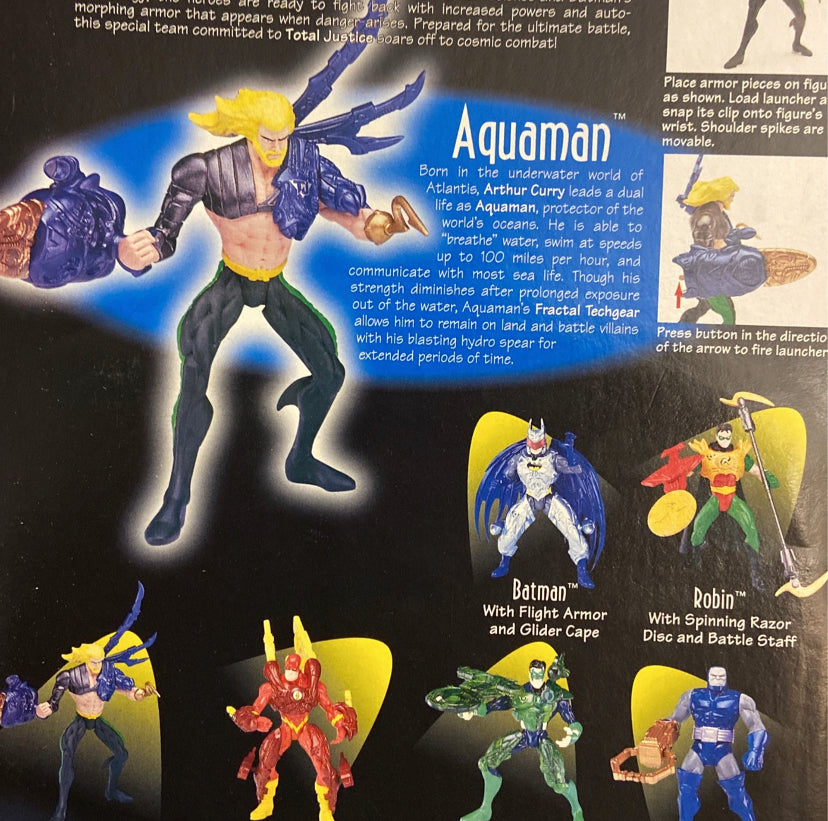 1996 Kenner Aquaman Total Justice With Blasting Hydro Spear