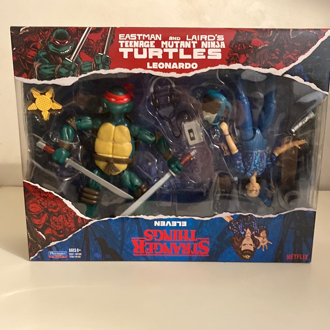 Teenage Mutant Ninja Turtles and Stranger Things Upside Down Remix 6" Leonardo and Eleven Action Figure 2pk