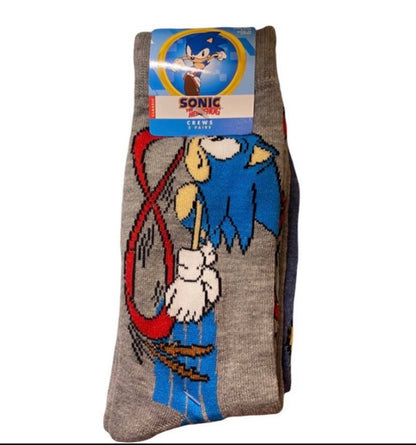 New!! 2-pair Sonic The Hedgehog -Crew Socks (6.5-12)