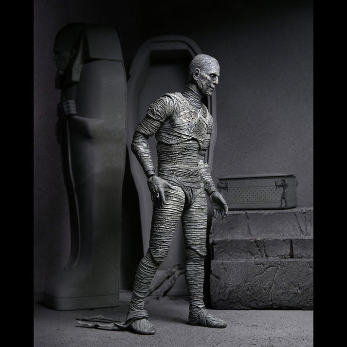 New!! NECA: Universal Monsters - Ultimate Mummy (Black & White) 7" Tall Action Figure