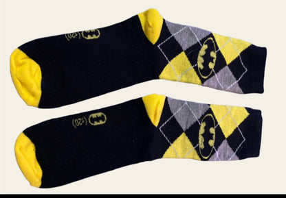 New!! Batman socks Black And Gray Argyle  Patterned Socks