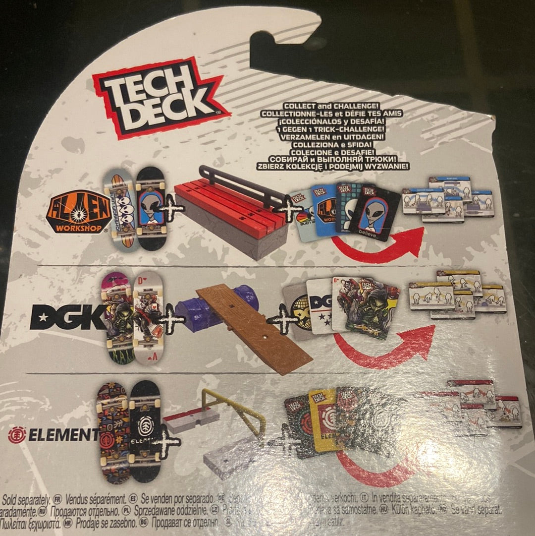 Tech Deck VS Series Element Skateboards Fingerboard 2-Pack, Obstacle and Challenge Card Set